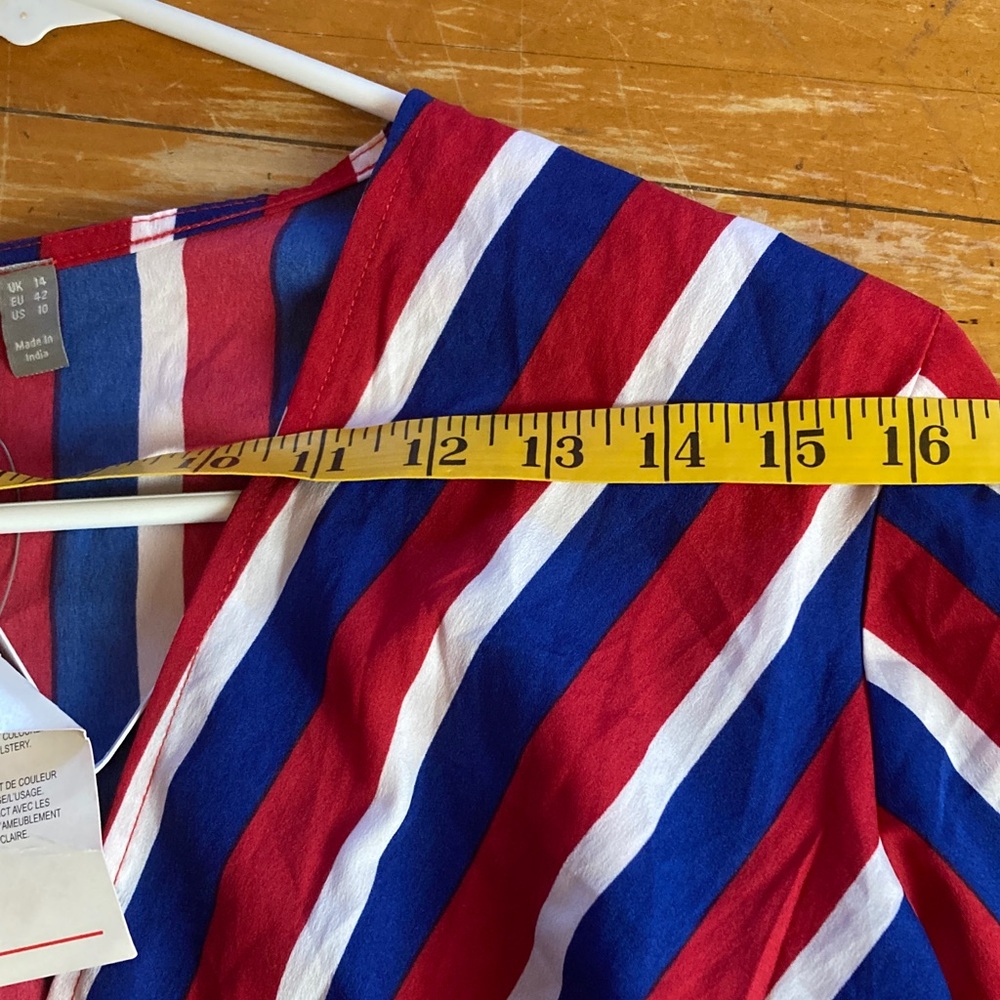ASOS Red, Blue & White Striped Wrap Blouse - Picture 6 of 8